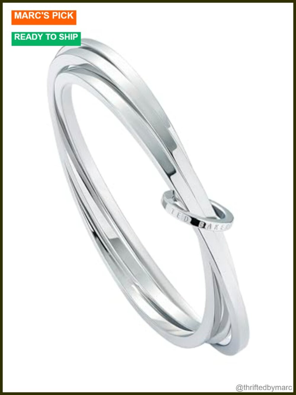 Ted Baker Huulia Multi Hoop Bangle Bracelet Silver-Tone Plated Brass Stackable